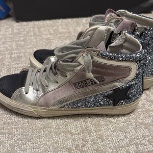 Golden Goose Women’s Glitter Sneakers - Silver and Black
